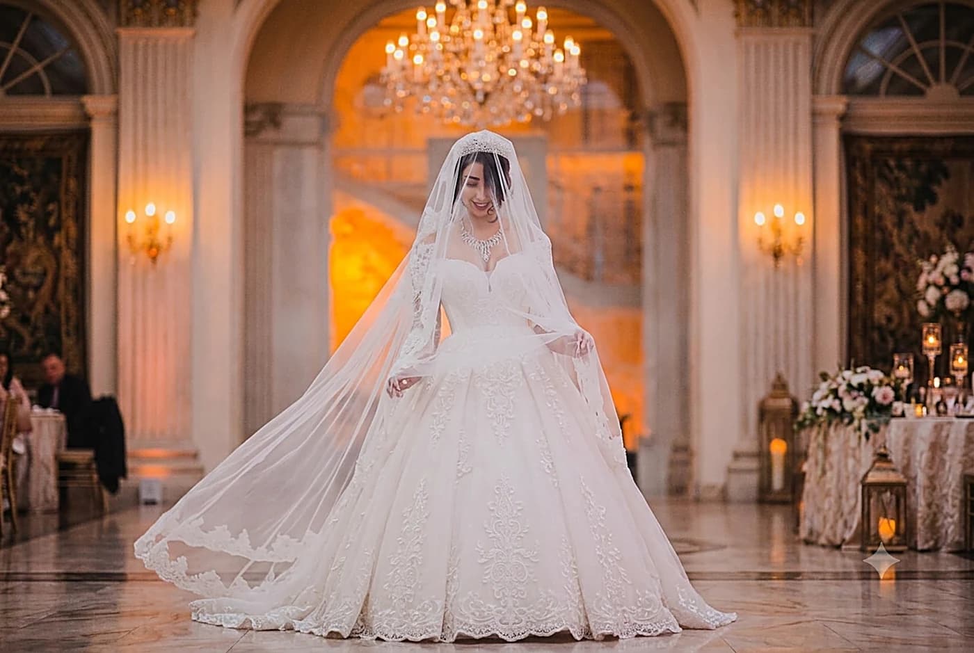 Cinematic wedding photograph in Dubai by Evered Studios — elegant cinematic frame